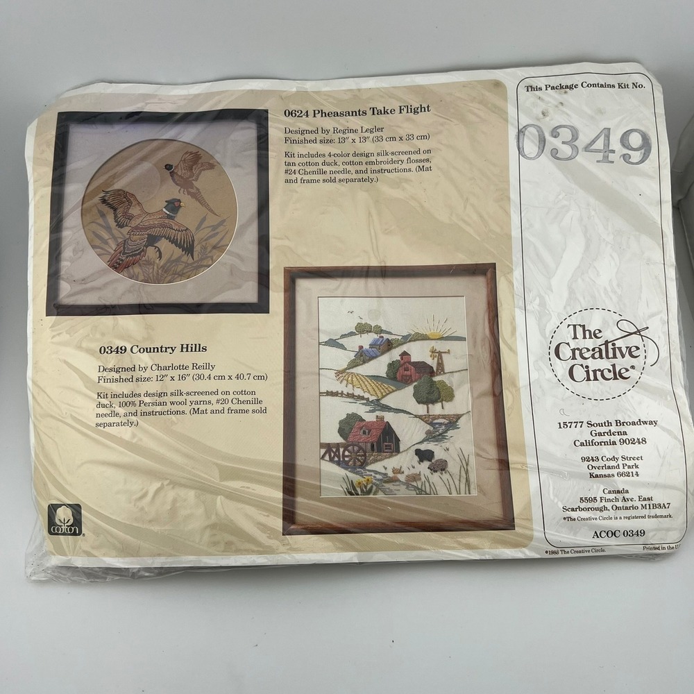 Vintage 1988 Creative Circle Country Hills Crewel Embroidery Kit 0349 Farm Scene